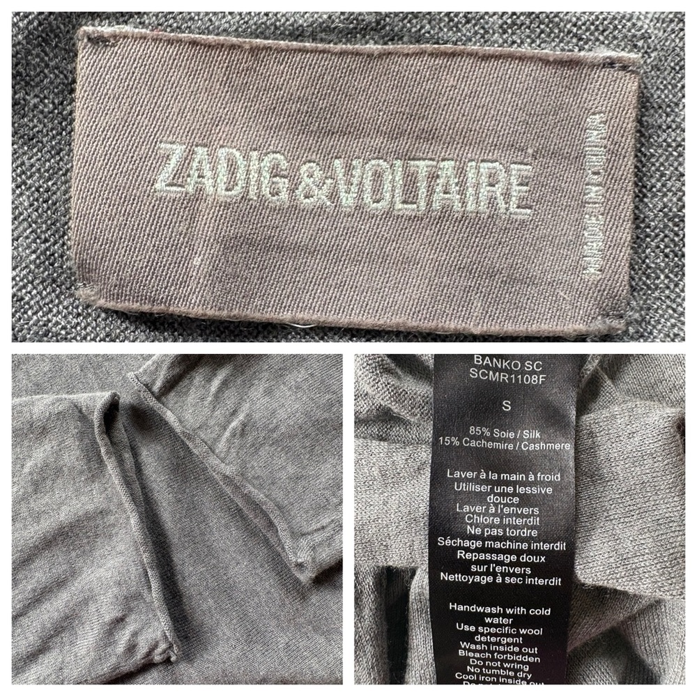 Zadig & Voltaire Charcoal Knit Dolman Top Size Small - Picture 2 of 15